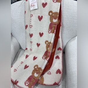 Cute Teddy Bear and Heart Blanket